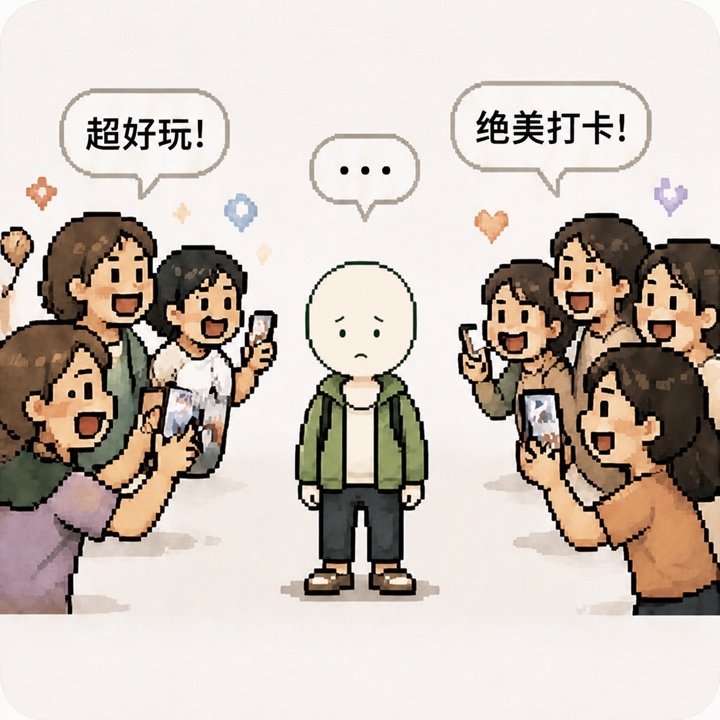 在人群中毫无感觉的中性轮廓旅行者